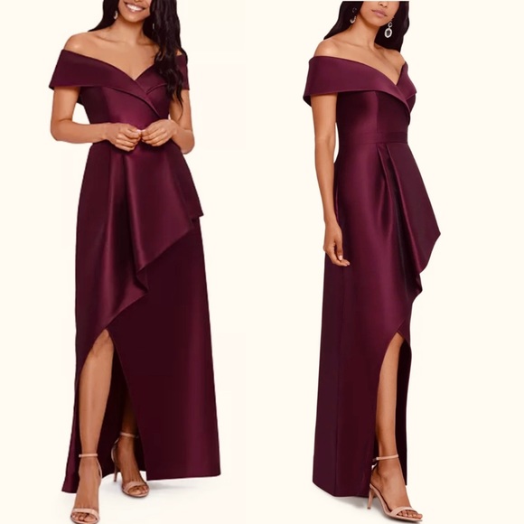 Burgundy XSCAPE
shoulder-baring  off shoulder gown dress 
Size 14 - Picture 9 of 9